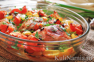 запеченная курица с картофелем