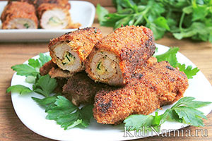 Рецепт мясных рулетиков с сыром и зеленью