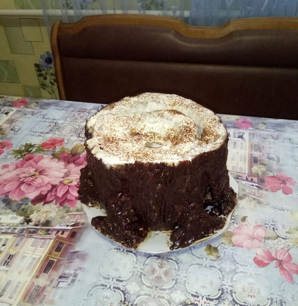 Торт трухлявый пень классический рецепт с фото пошагово со сметанным кремом в домашних условиях