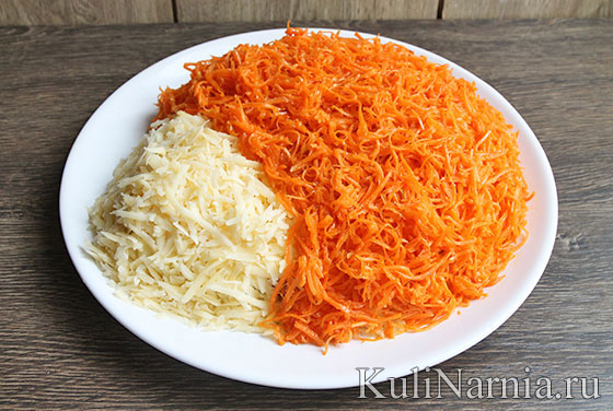 Салат Ежик с корейской морковью 